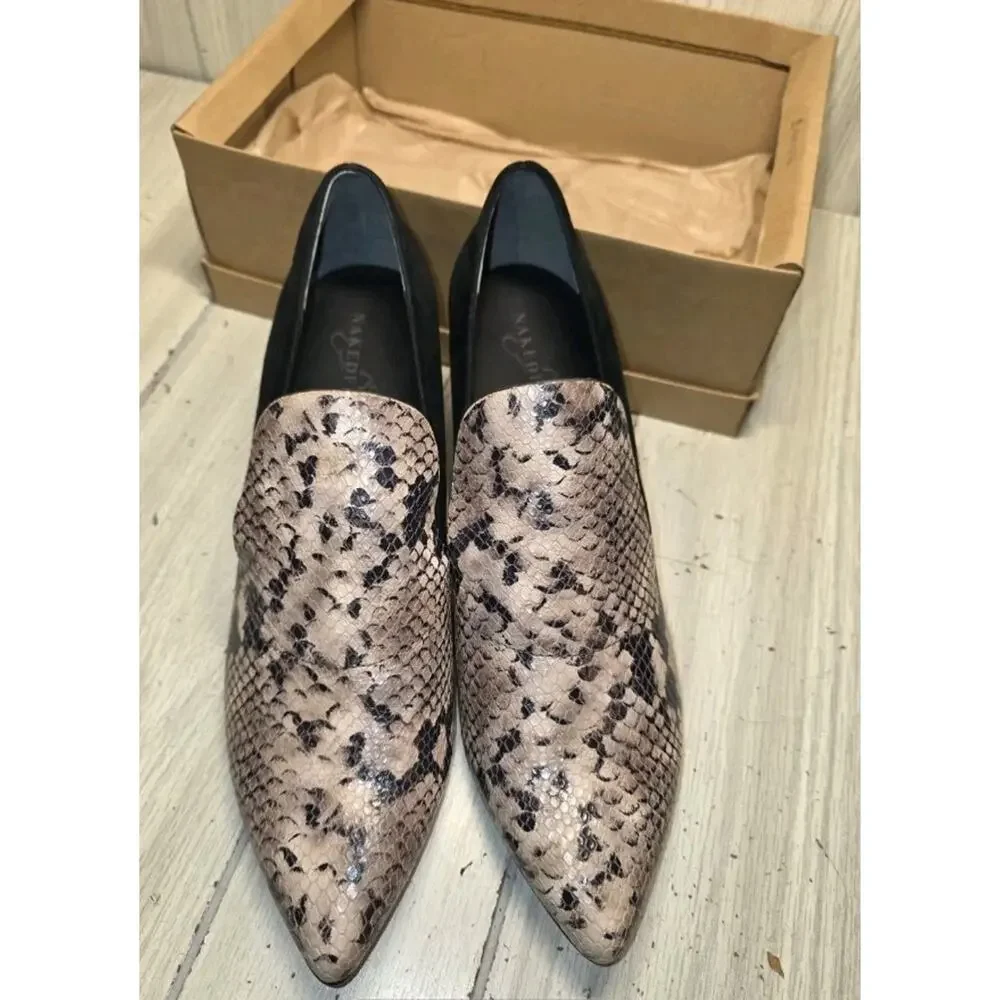 Naked Feet Sagitta Snake Print Heeled Dress Shoes Size 11 Animal Print Office